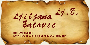 Ljiljana Balović vizit kartica